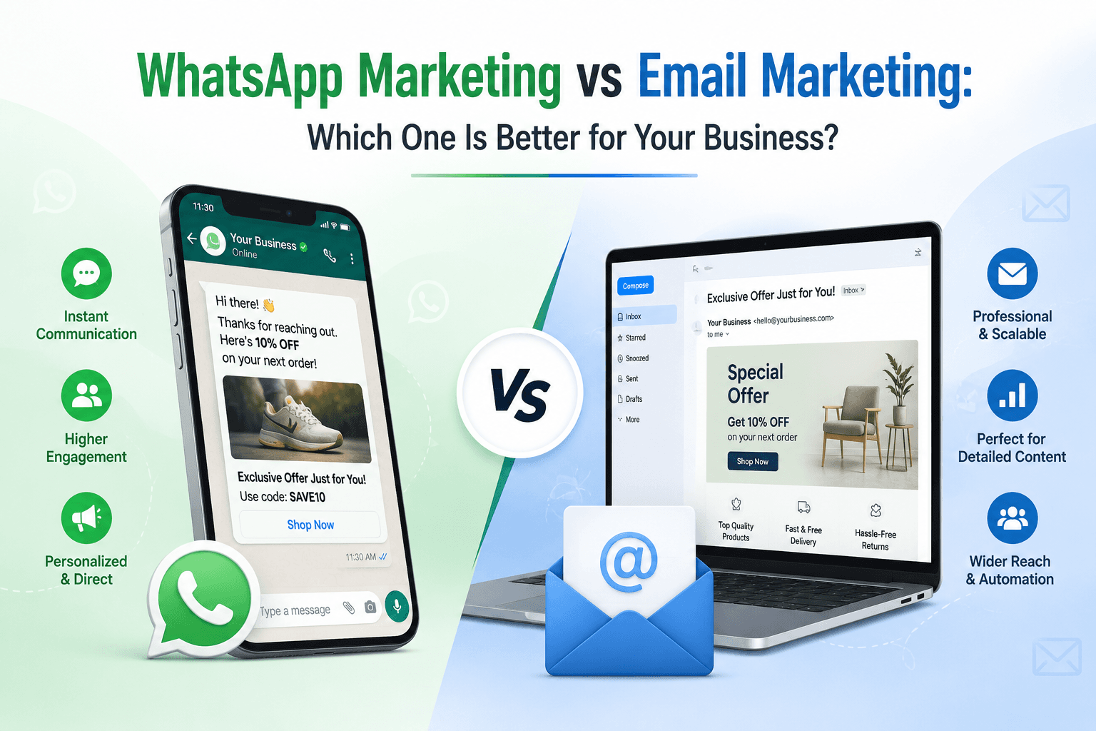 WhatsApp Marketing vs Email Marketing: Which One Is Better for Your Business? WhatsApp Marketing vs Email Marketing: Which One Is Better for Your Business?
